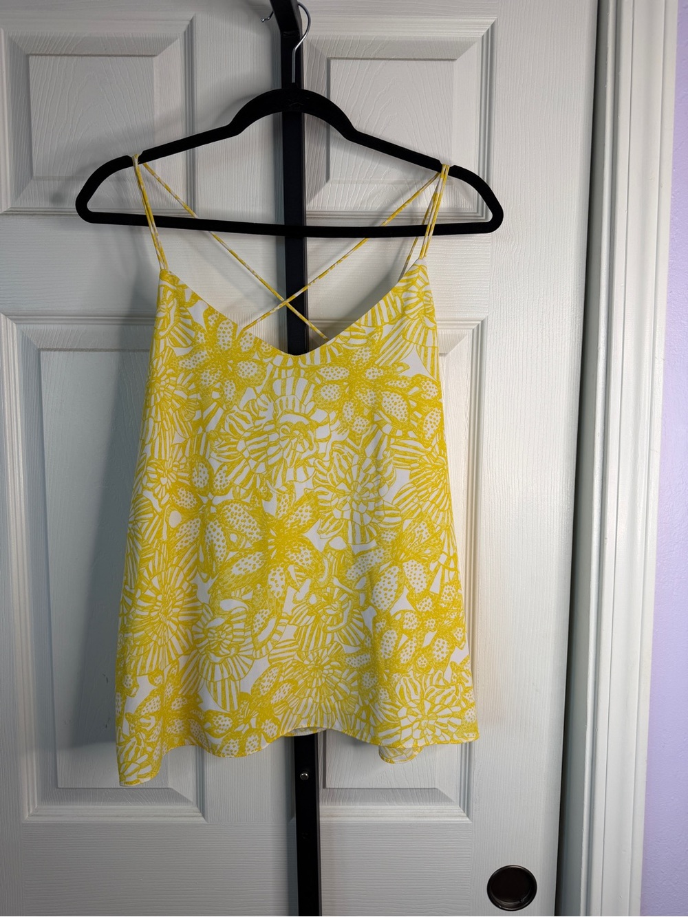 SALE - H&M Yellow & White Floral Crisscross Strap Cami, size 10